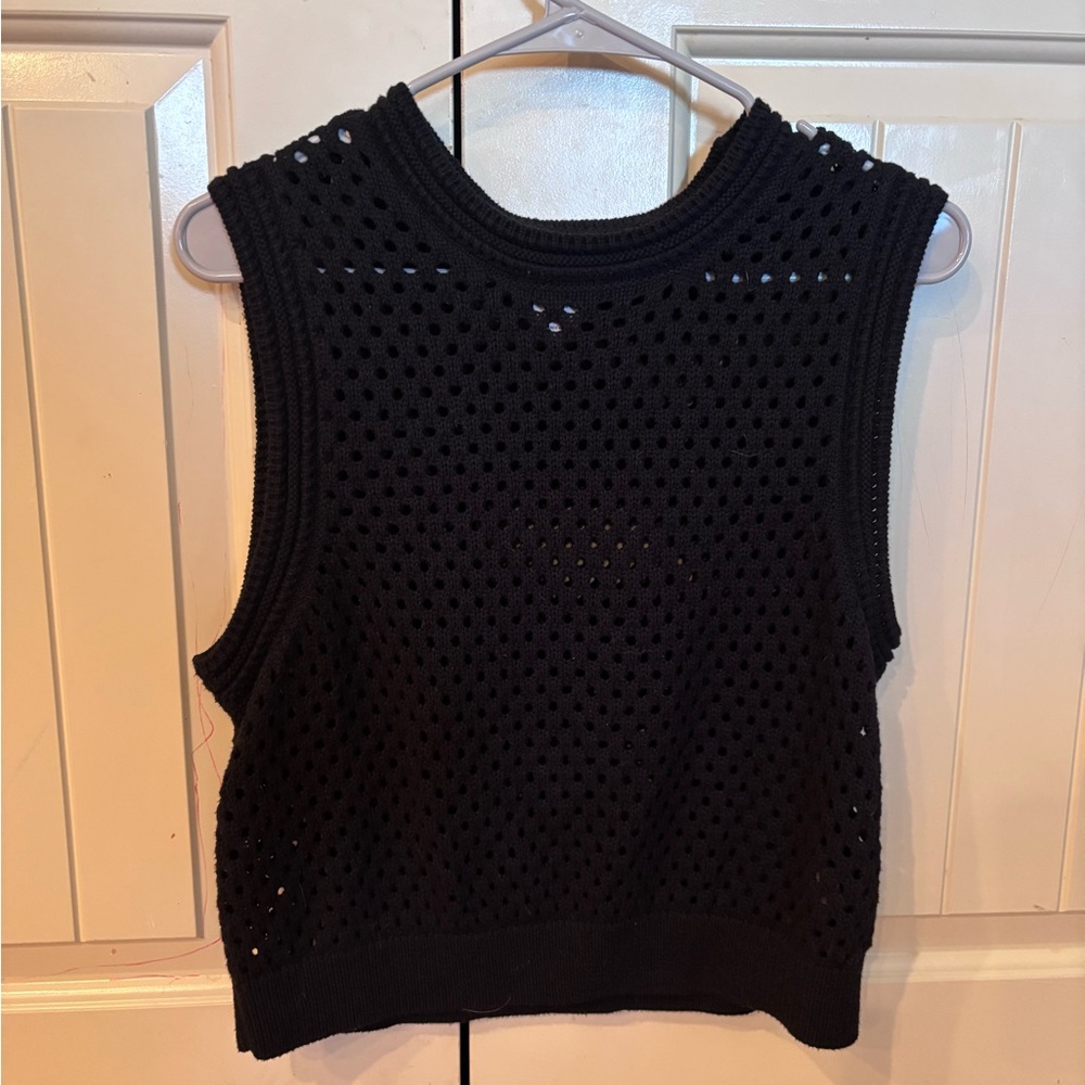 Black Sleeveless Crochet Top